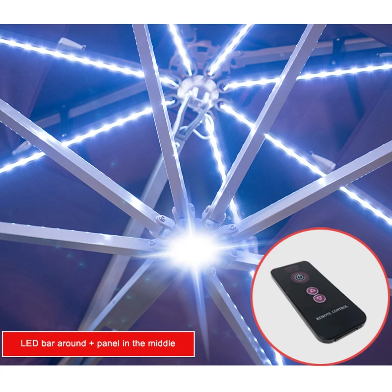 ZUOAN hydraulic garden umbrella luxury beach sunshade canopy patio umbrella with light 3x4