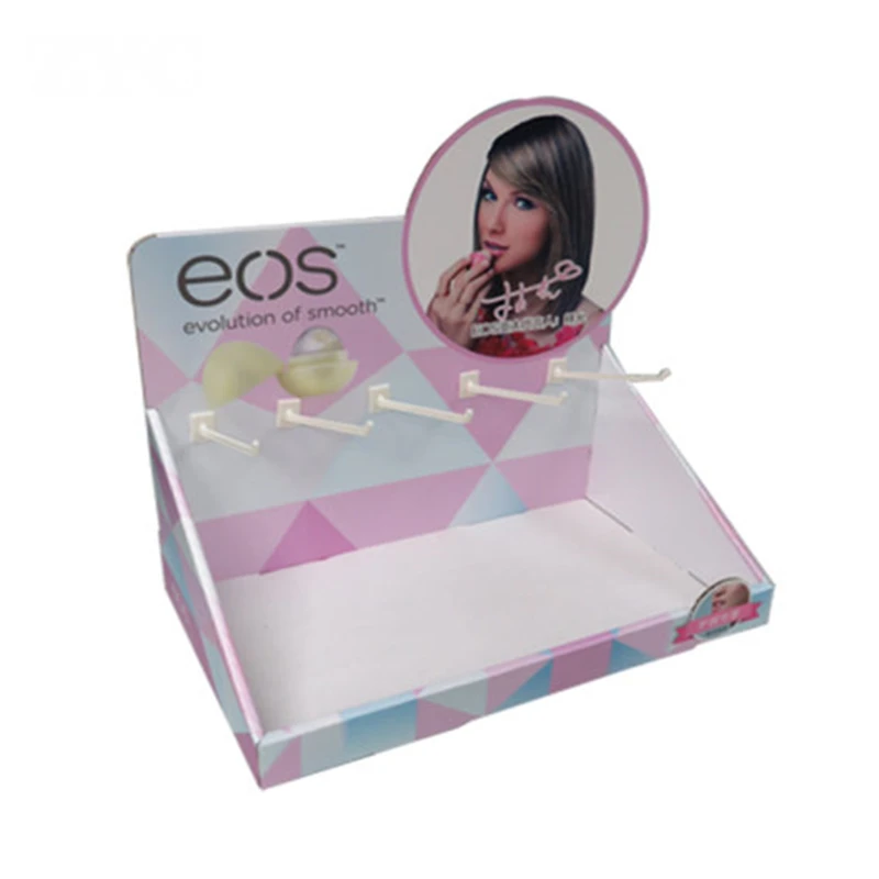 Custom Design Cardboard Countertop Display with Plastic Hooks for Sock