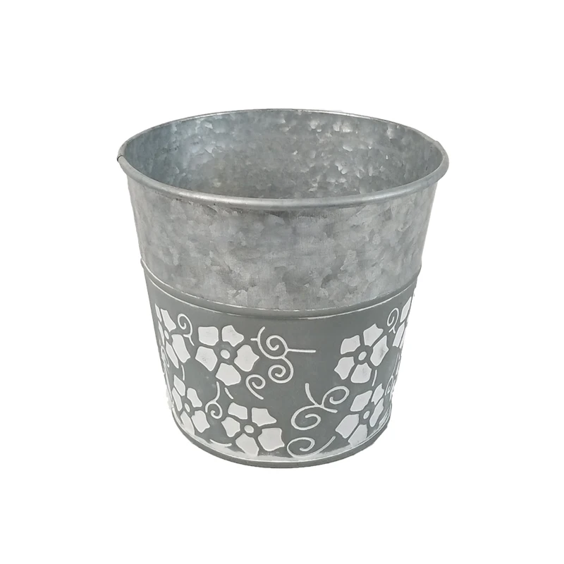 Home garden decor custom several sizes Chinese rustic style flower bucket pots galvanized succulent planter herb pot