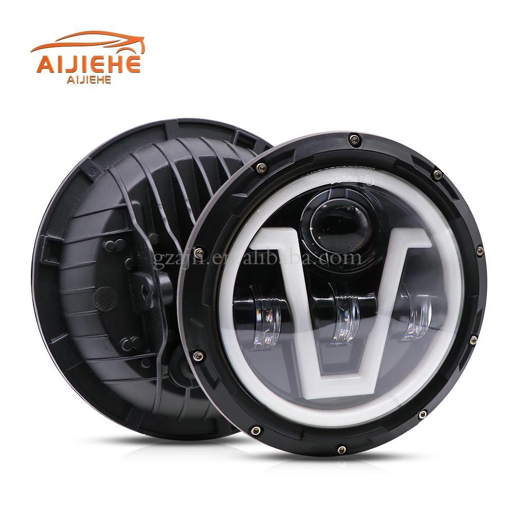 Newest design auto lighting system 65W round 7inch headlight With White DRL Amber Turn Signal For Offroad UV ATV Trucks