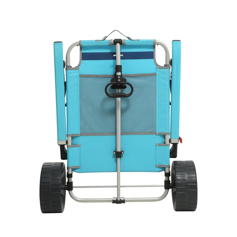 2 in 1 Outdoor Beach Cart Camping Wagon Folding Chaise Lounge Chair with Wheels