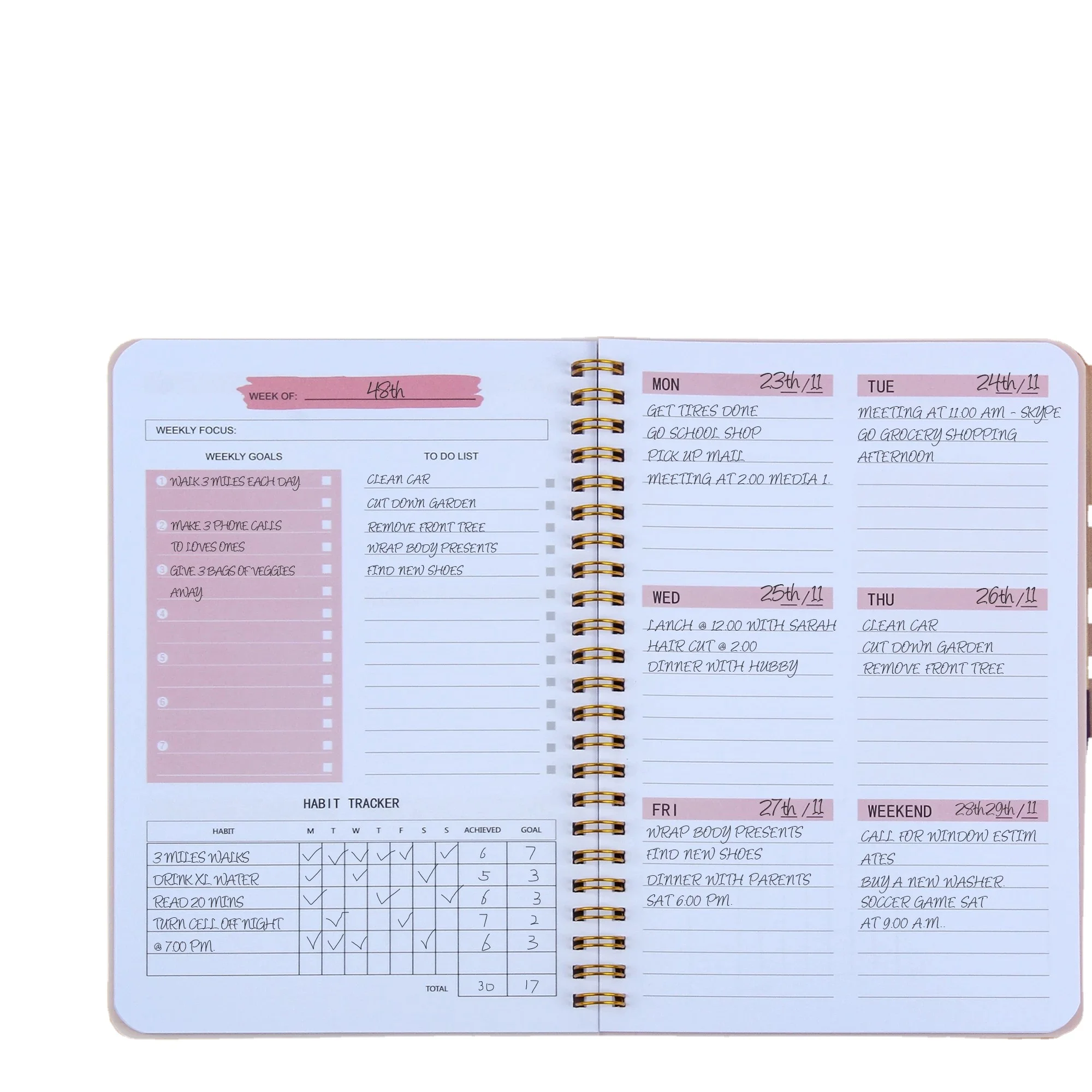 Trees 2024 A5 Daily Weekly Planner Agenda Notebook Weekly Goals Habit Schedules Stationery Office School Supplies
