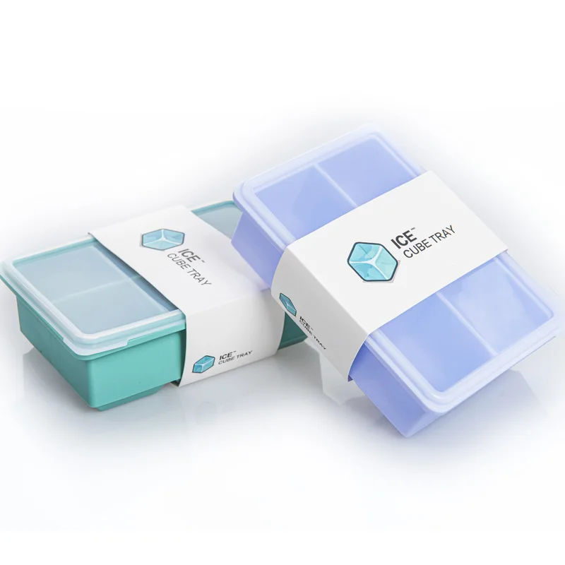 NEW design 6 cavity silicone ice mold maker small cube tray with lid