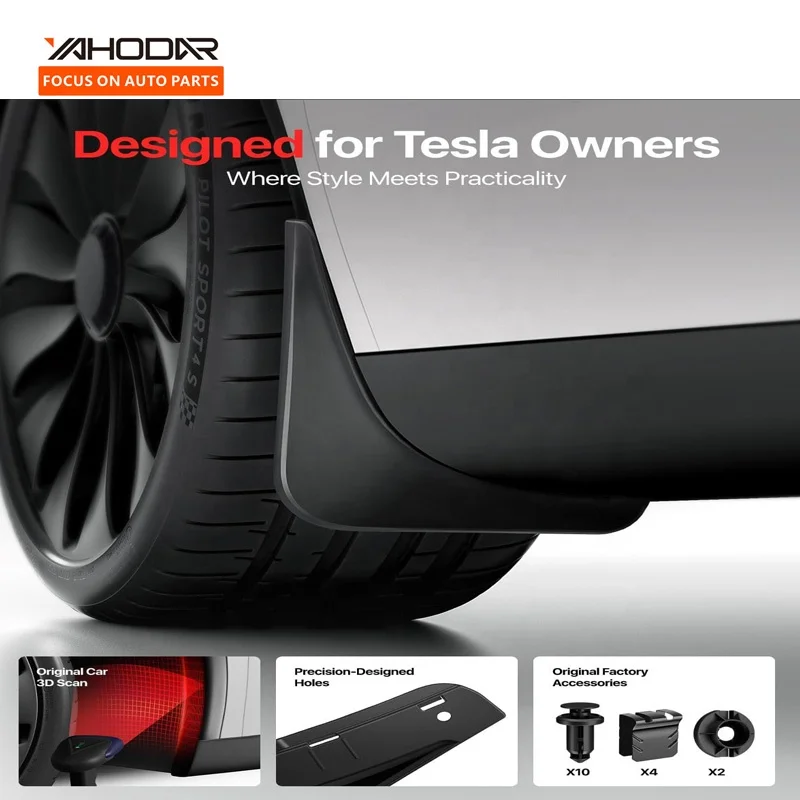 2024 Newest Tesla Model Y Accessories Fender Front and Rear Side Mud Flaps Splash Guards For Model Y Upgraded