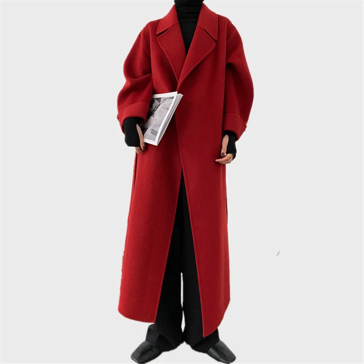 Женский Длинный Тренч из 100%-ной шерсти, 100% кашемировое пальто