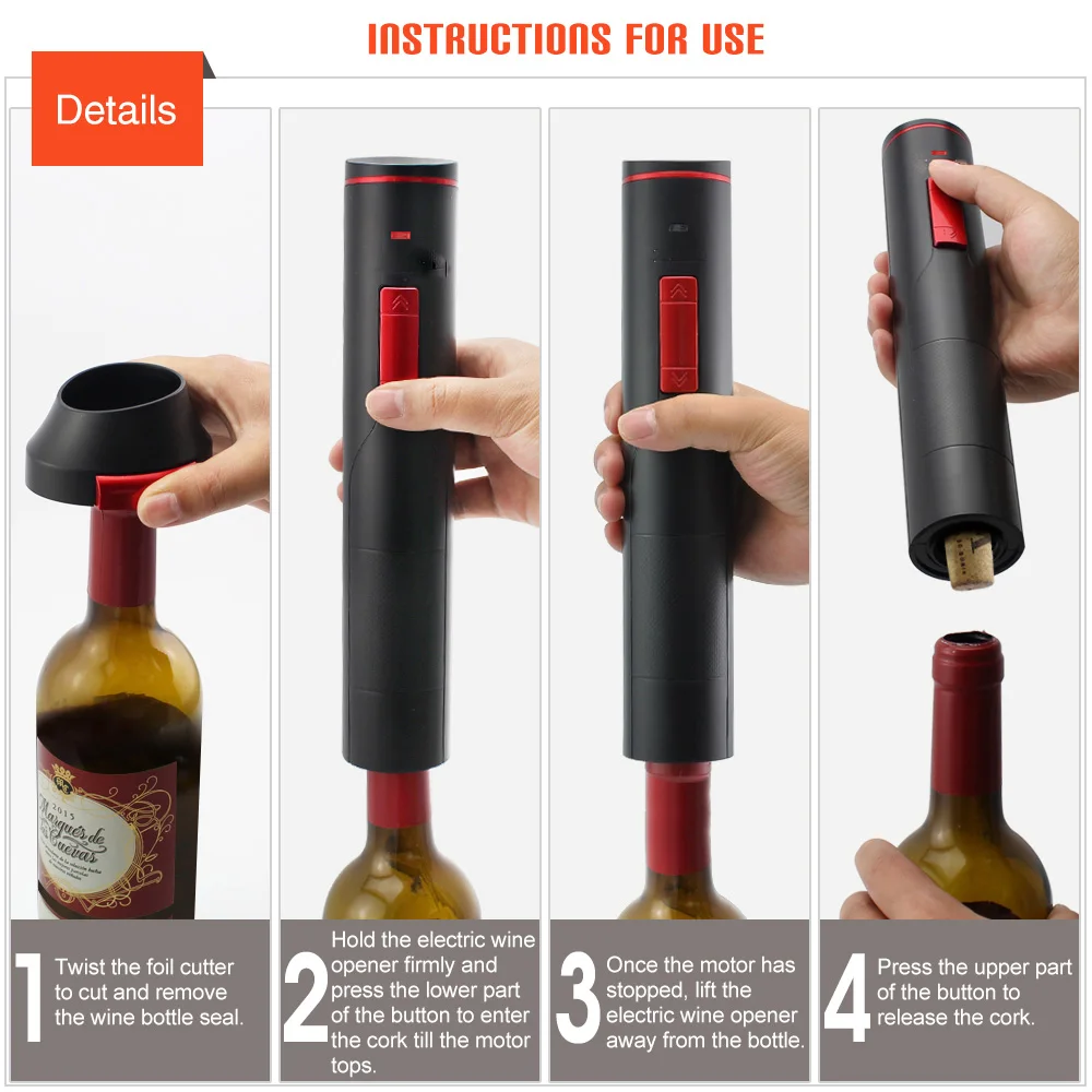 Corkscrew operated automatic electric usb rechargeable multifunction factory wholesale set with foil cutter bottle wine opener