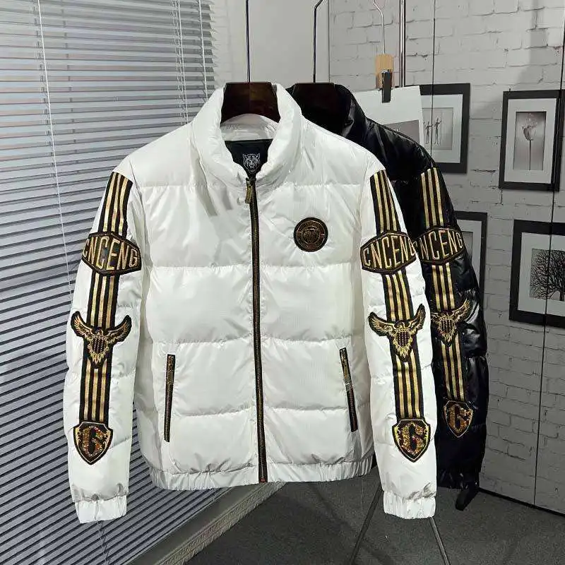 2023 Wholesale luxury puff jacket men custom winter down padded quilted puffer jacket plus size cotton filling winter jacket