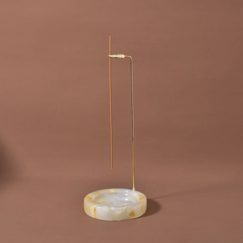 top sale yinhe stone unique design luxury marble onyx Incense stick Holder with Glass Ash Catcher anti-ash Incense Burner set