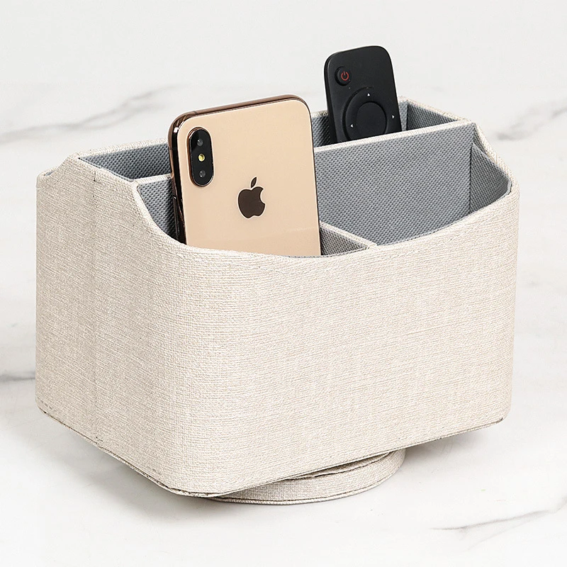 Clothing patterns Minimalist Desk Top Rotating Remote Cell Phone Pens Organizer Home PU turntable Lazy Susan