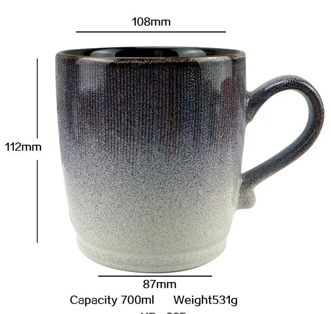 Large capacity hand paint logo reactive glaze ceramic coffee cup water mug