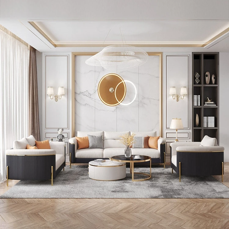 Latest modern design living room furniture sets sofa cabinet tables chairs set for home hotel villa apartment office Hotel room