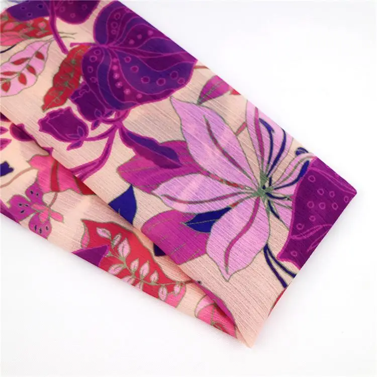 Hot Sale Woven Floral Polyester Yoryu Crepe Flower Digital Printing Fabric