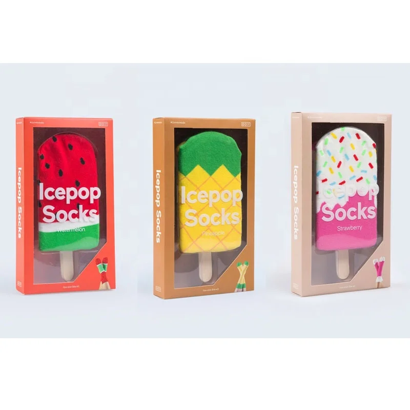 Funny Popsicle men women casual chocolate strawberry fancy socks