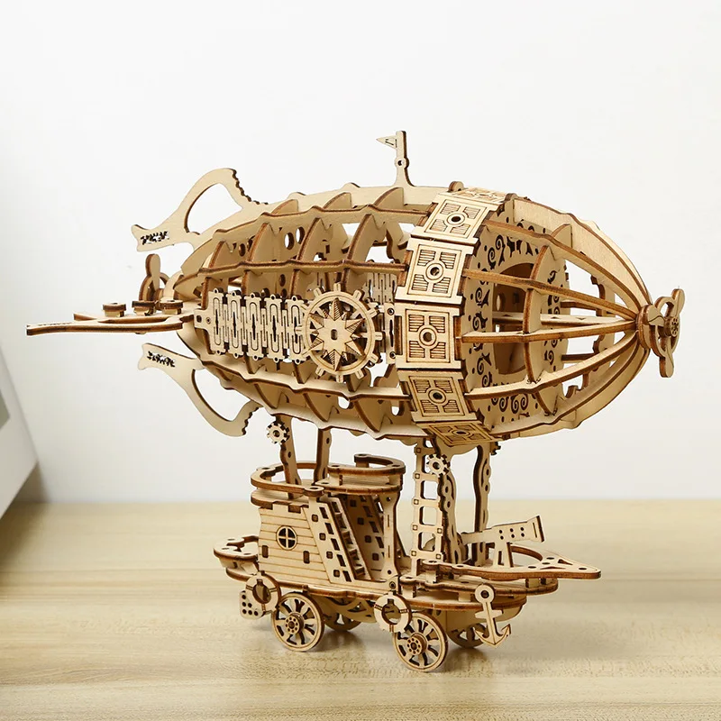 Kids Toys Creative Wooden Airships Gifts Jigsaw Educational Toys 3D DIY Wooden Puzzle Game