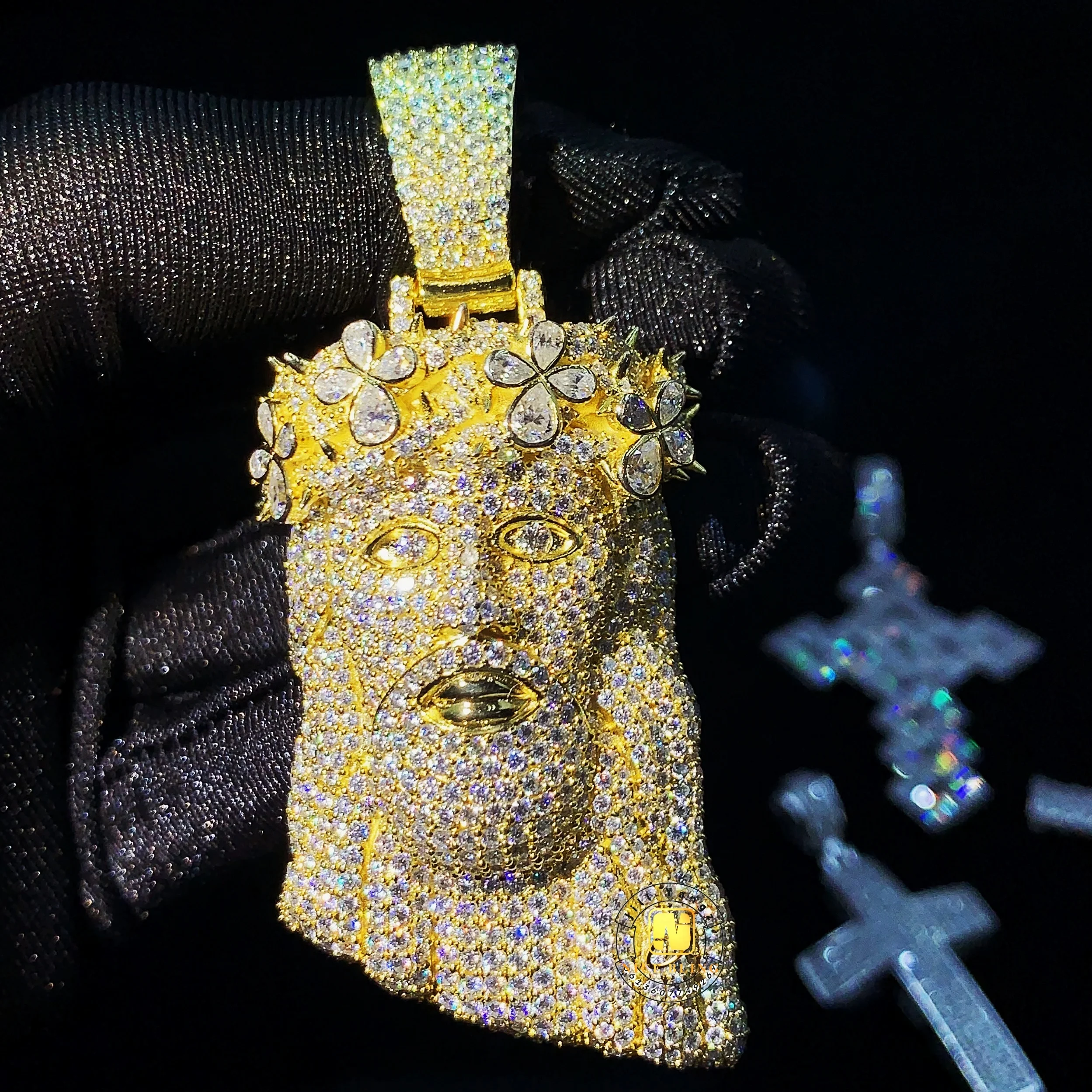 Exquisite Jewelry 3D Design Moissanite Jesus Pendant Large 925 Sterling Silver Iced Out Diamond Pendant Hip Hop Rock Gifts Women