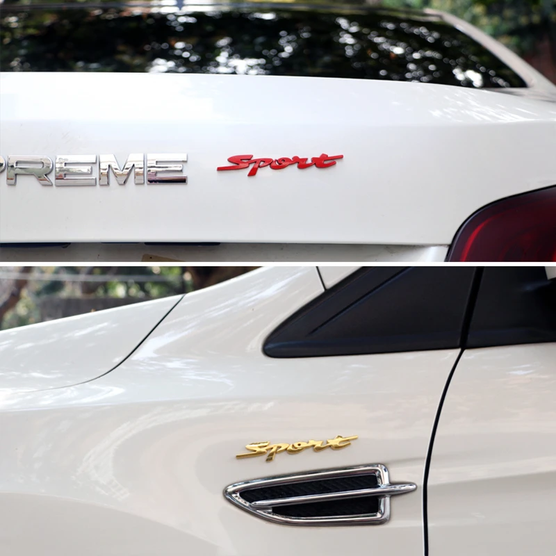 Wholesale Custom Colorful 3d Abs Plastic Electroplate Chrome Sport Letters Car Emblems With Self-Adhesive