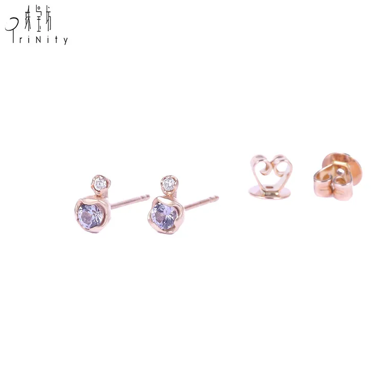 High quality fashionable eternal earrings 18k genuine gold natural diamond studded earrings for women