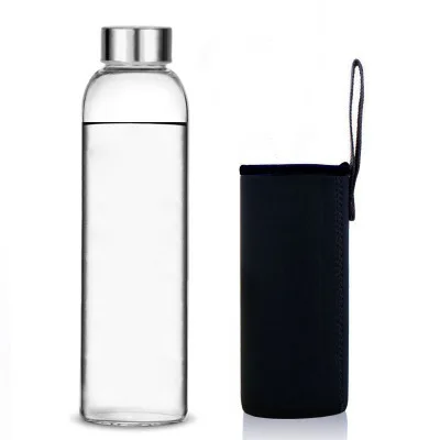 High appearance level cute Glass Coffee or Tea Cups Insulated 400ml Coffee Bottle With Cloth Cover Custom Logo