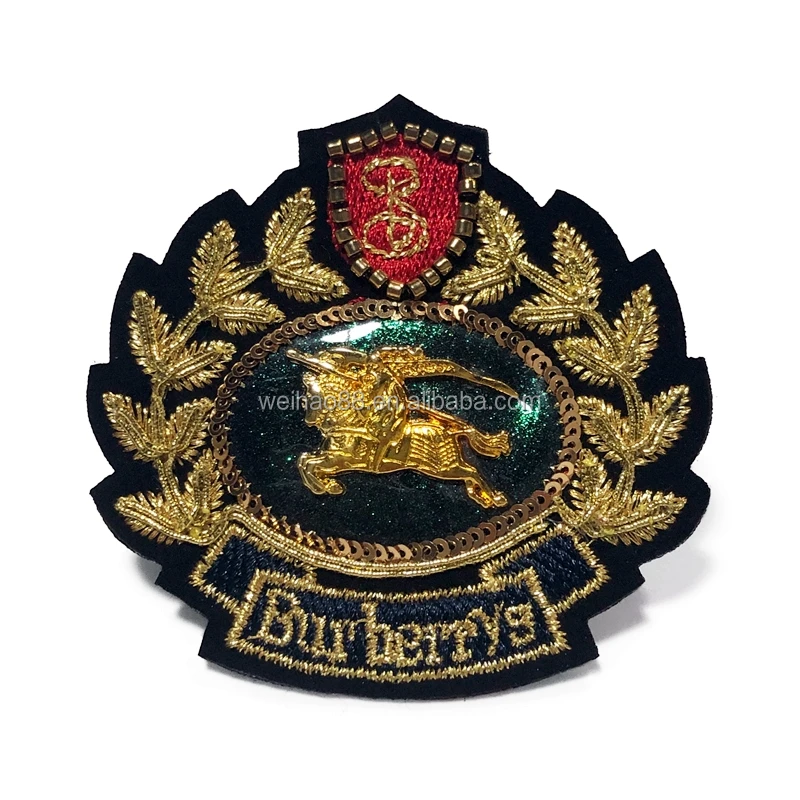 Best Quality Hand Embroidery Blazer Badge Crown embroidered patch for the hat / appliques for clothes / sequin badges
