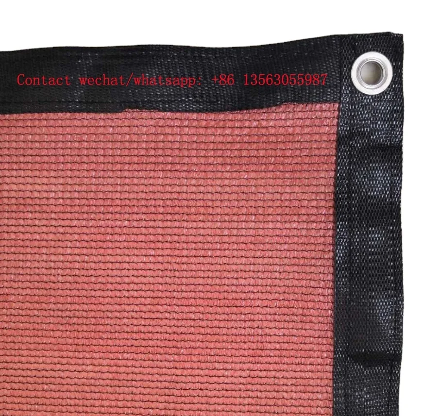 
Factory with gromets 120gsm 2mx50m PE taped red tape add black mono shade net for greenhouse agro and agricultural 