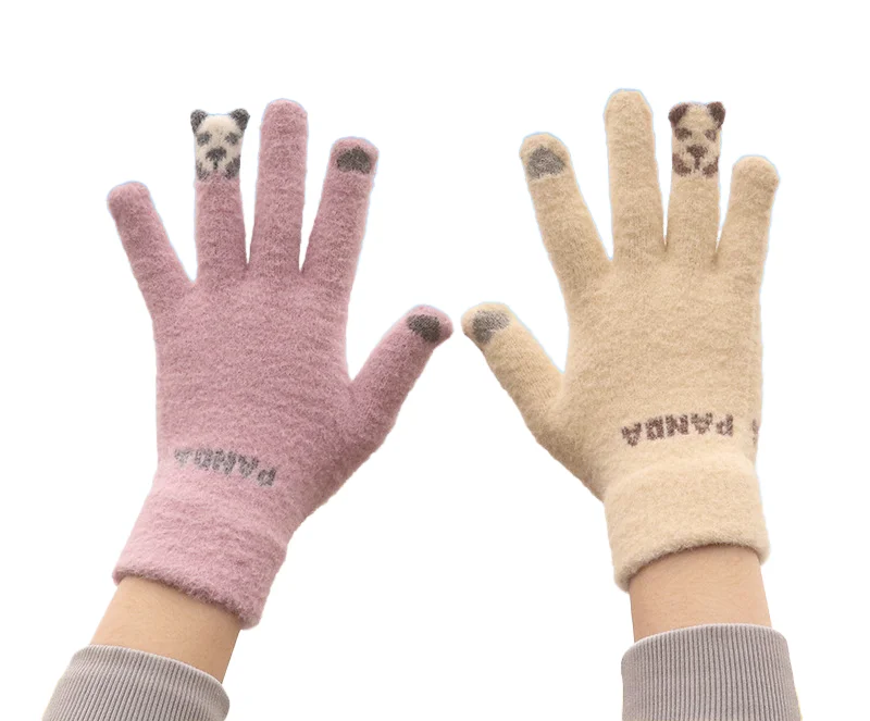 Женские зимние теплые плюшевые перчатки с закрытыми пальцами для студентов уличные плотные холодной сеткой