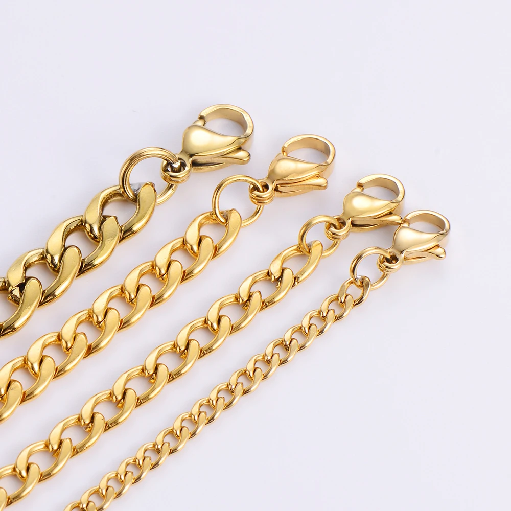 
Wholesale collares para hombre stainless steel chunky NK 18k Gold Plated curb chain necklace 