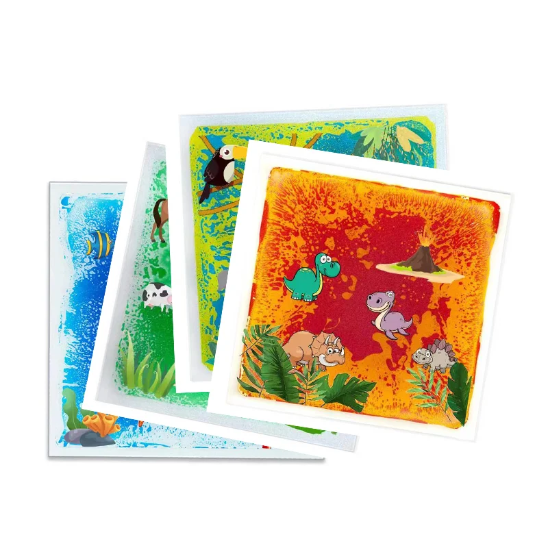 Dynamic 3D  Pressure Sensitive Interactive Sensory Flooring Gel Encased Kids Led Pad Dance Round Liquid Floor Tile