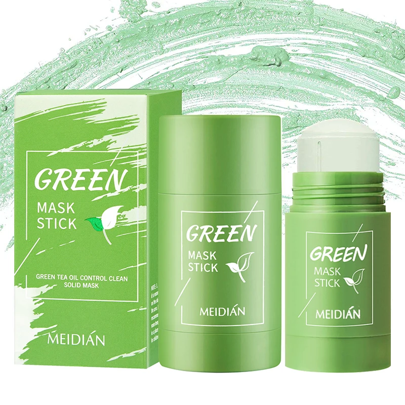 Meidian 2 Pack Nose Patch Green Tea Clay Cream Stick Facial Deep Purifying Blackhead Acne Remove Detox Toning Face Mud Mask
