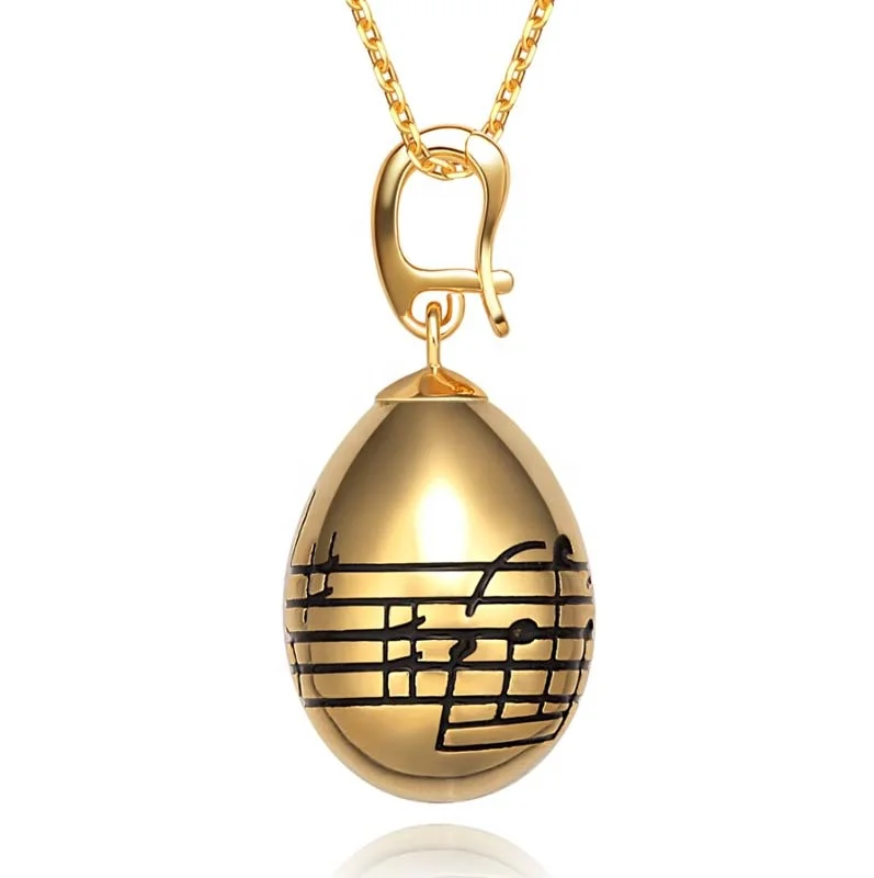 Golden musical characters  enamel easter egg  pendant  Rhinestone faberge style eggs pendant Sterling silver pendant