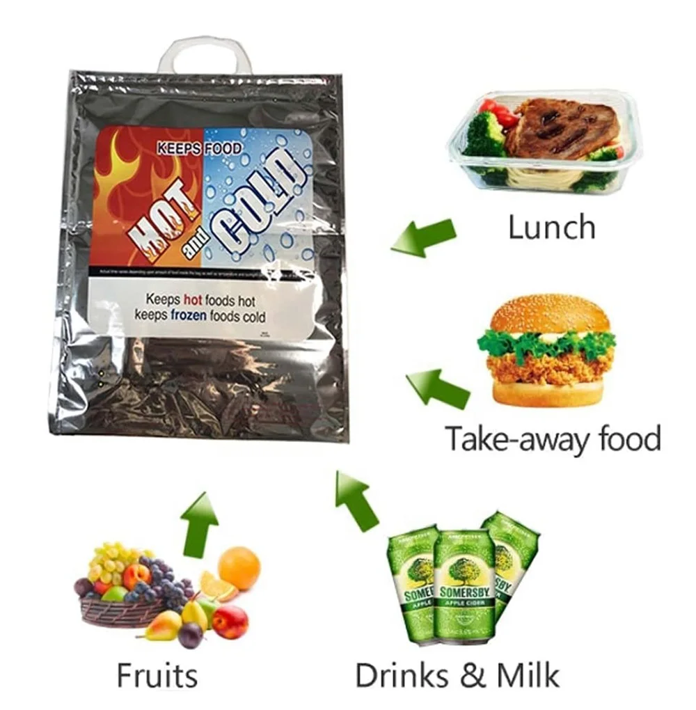 Wholesale size custom Handle Hot cold storage bags Lunch Food Tote takeaway bag thermal insulation bag zhejiang