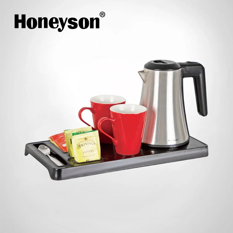Household/Hotel Guest Room Electric Kettle with Black Tray Set
