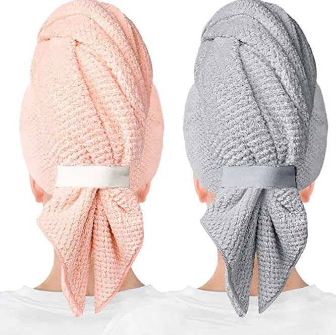 Large Microfiber Anti Frizz Hair Drying Towel  Hair Towel Wrap with Elastic Strap for Women