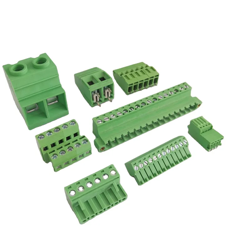 Screw 3.81mm 5.0mm 5.08mm Pitch PCB Terminal Block Connector Angle Pin Green Color Pluggable Type