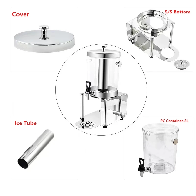 2 Tanks 16 Liters Juice Dispenser Machine Hot or Cold Stainless Steel Body PC Silver Korean Juice Machine