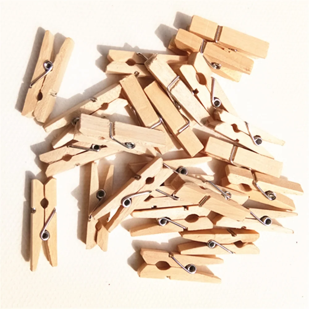 В наличии 2,5 см 100 шт. мини-прищепки из натурального дерева для одежды