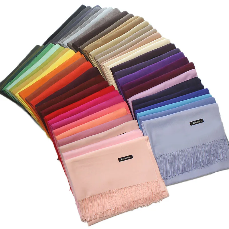 Fashion Lady Warm Long Pure Color Shawl 100% Cashmere Winter Scarf Womens