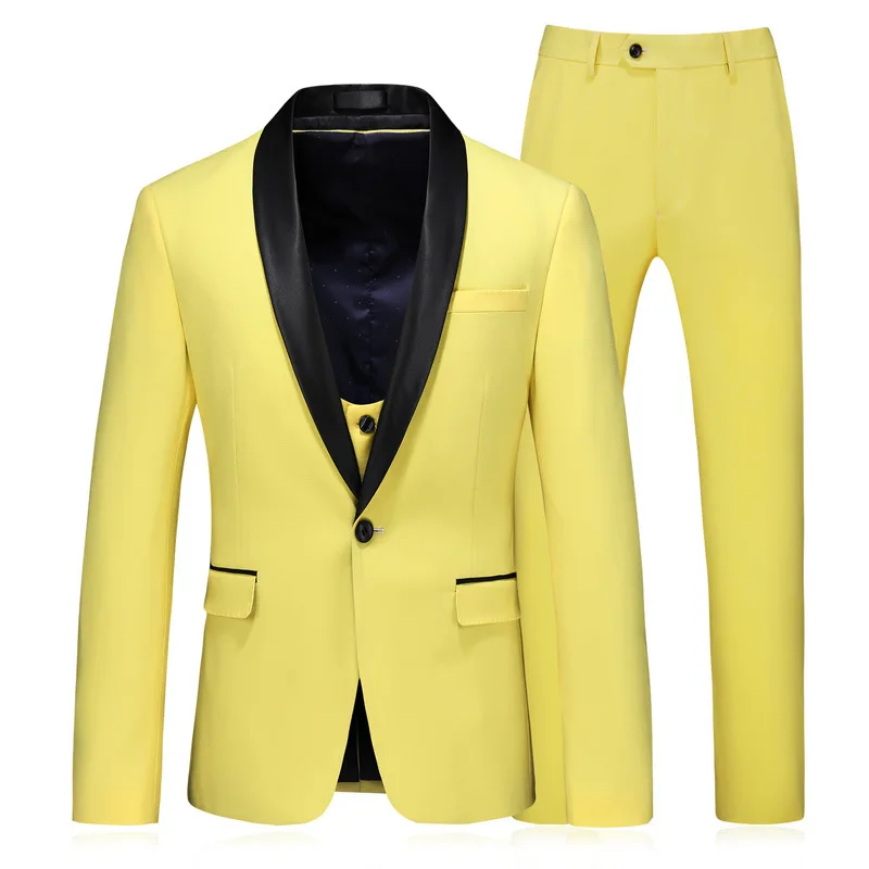 2019 wholesale high quality pant coat design men wedding suits yellow suits for men