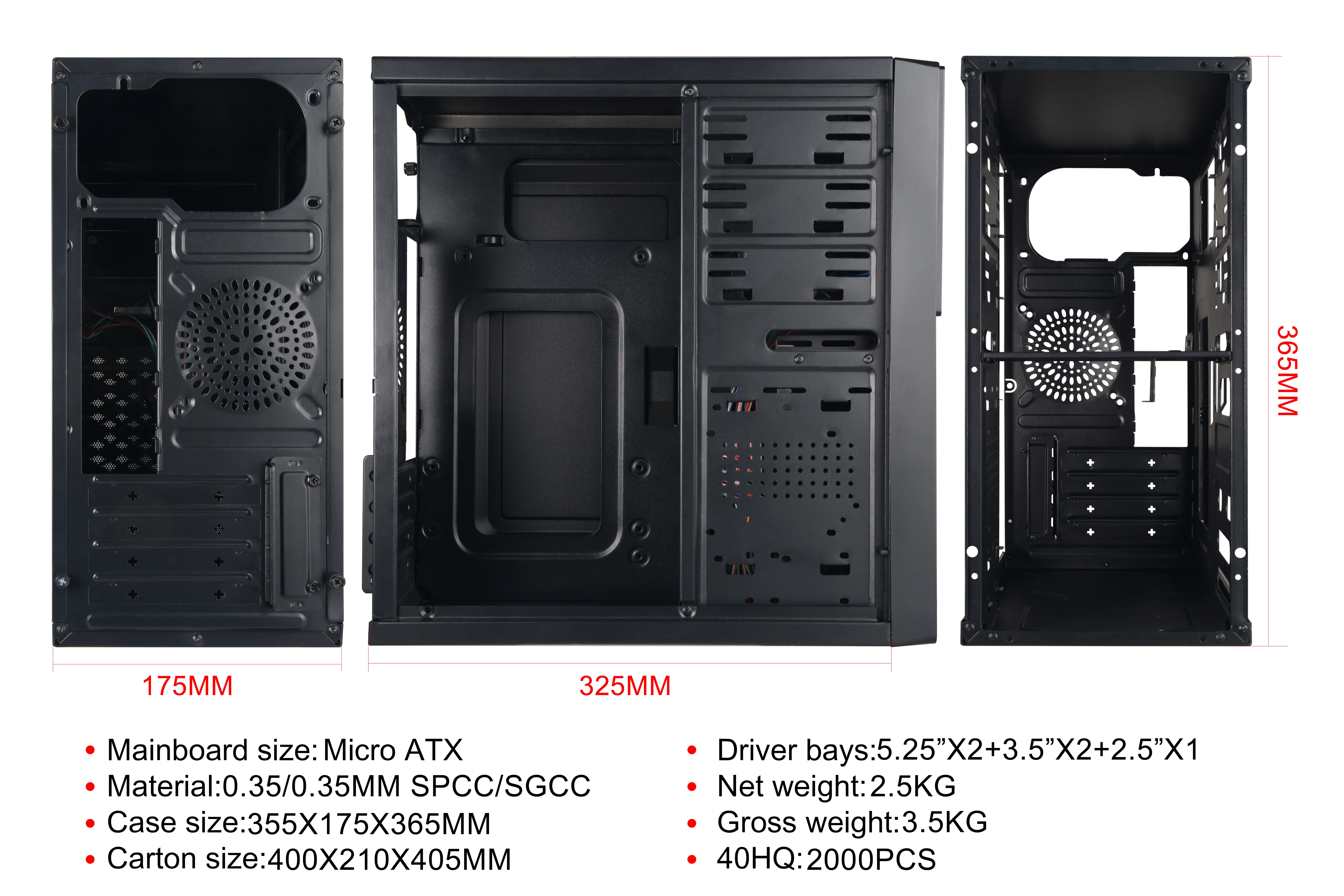 front panel production pc hardware full tower aluminium led micro computer atx case