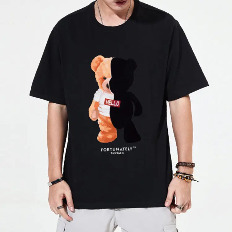 TS409 New Printing Short Sleeved Loose Plus Size Tshirt Custom Logo Mens T Shirts Cotton