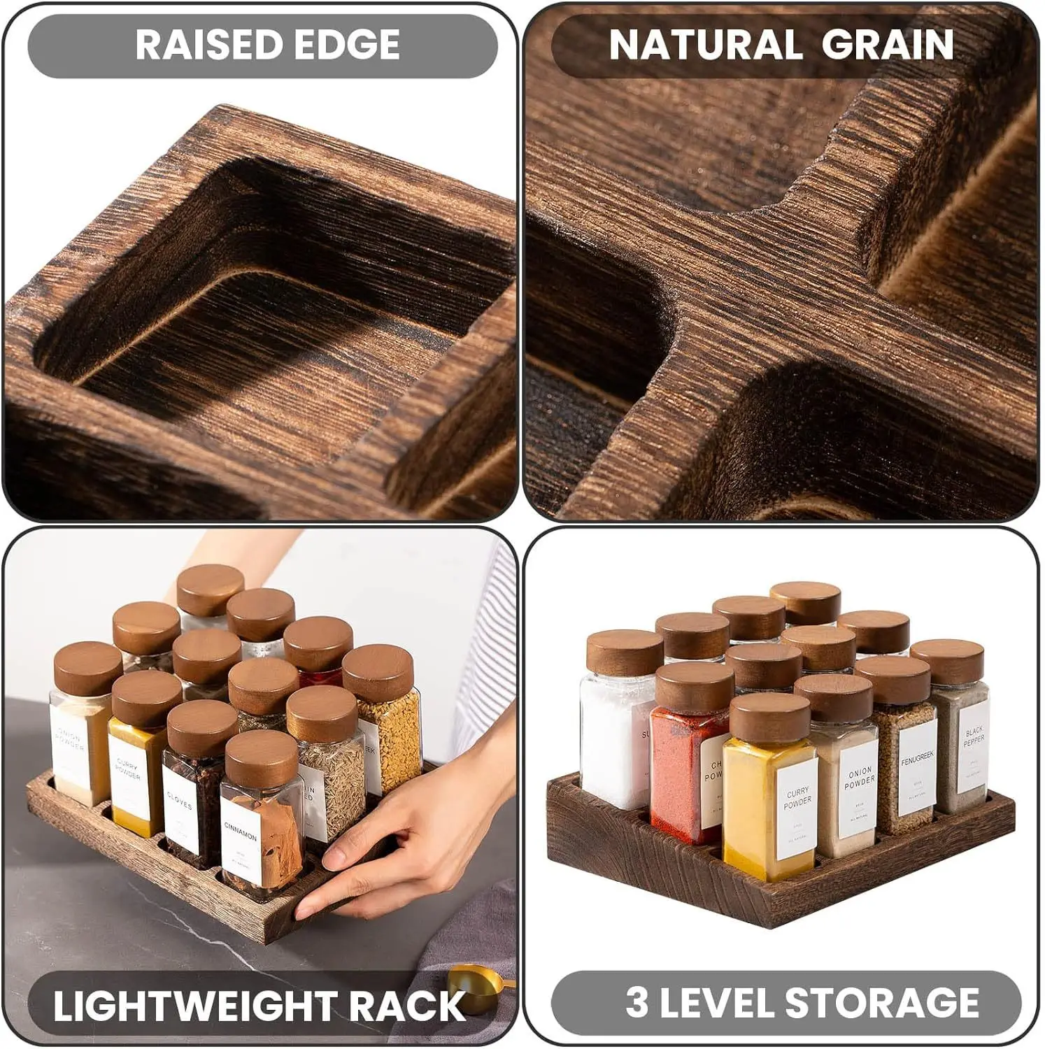 Factory wholesale Hot Selling Hand-made Wooden Pallets  Wooden Tray For  12 sets of 4OZ 120ml Spice Jar
