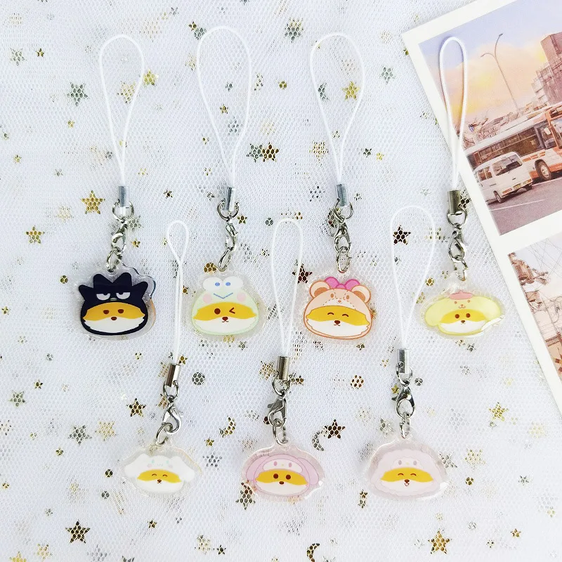 Hot sale custom design printed logo designs acrylic resin charms cute kawaii acrylic epoxy phone charms with ropes
