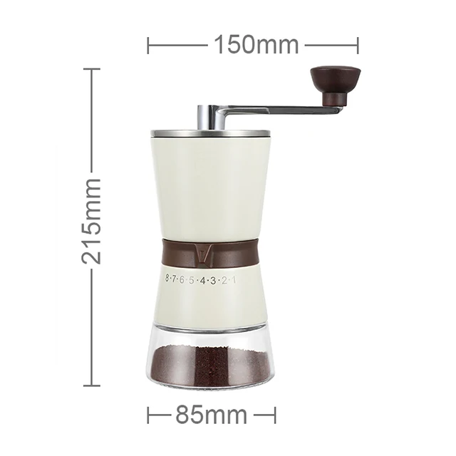 iF Award  Adjustable Manual Coffee Ceramic Burr Grinder with Glass Jar for Cafe Household and Travel Camping