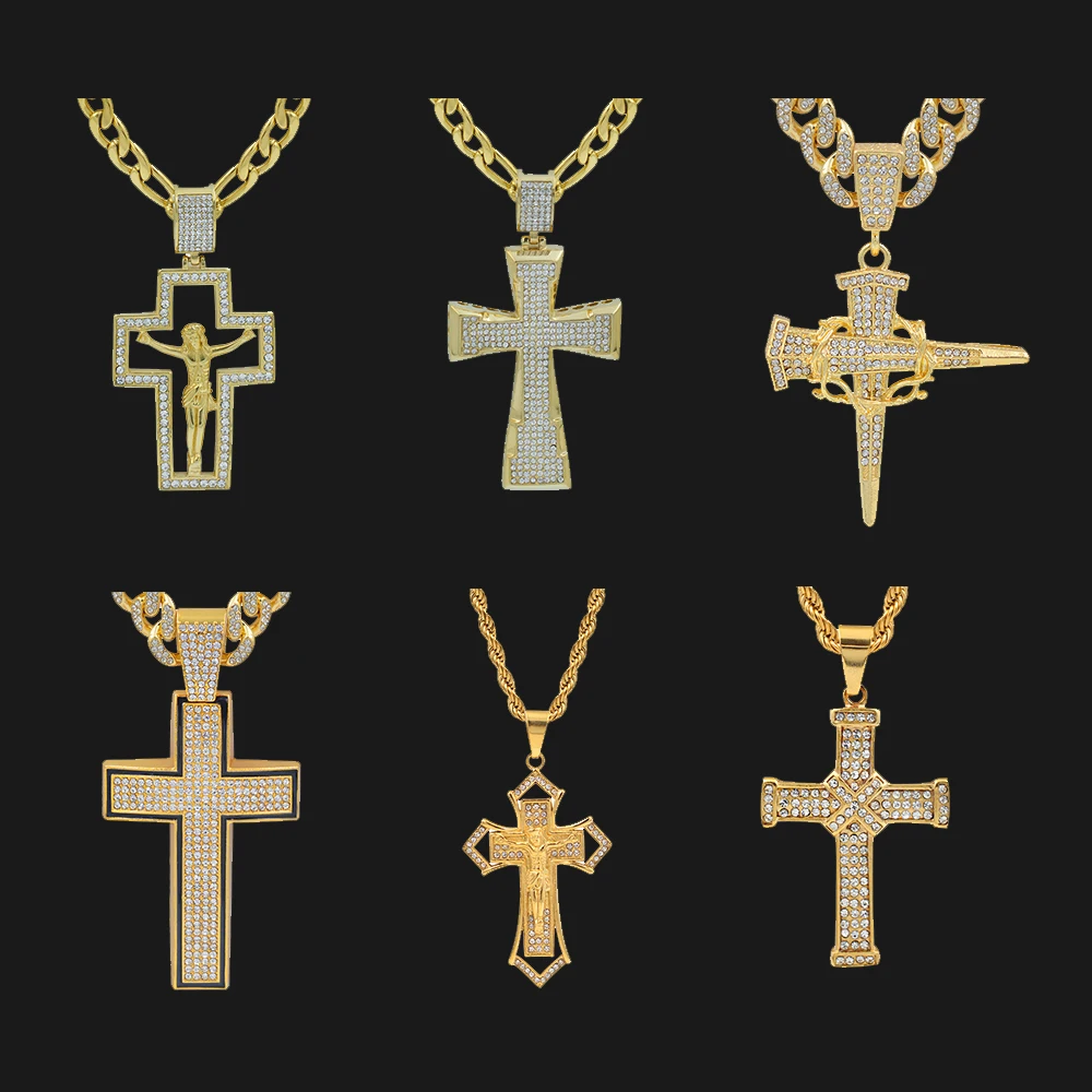 Hip Hop Iced Out Moisannite Silver Gold Plated San Judas Holy Maria Saint Benedict Cross Candy Bear Pendant Stainless Steel
