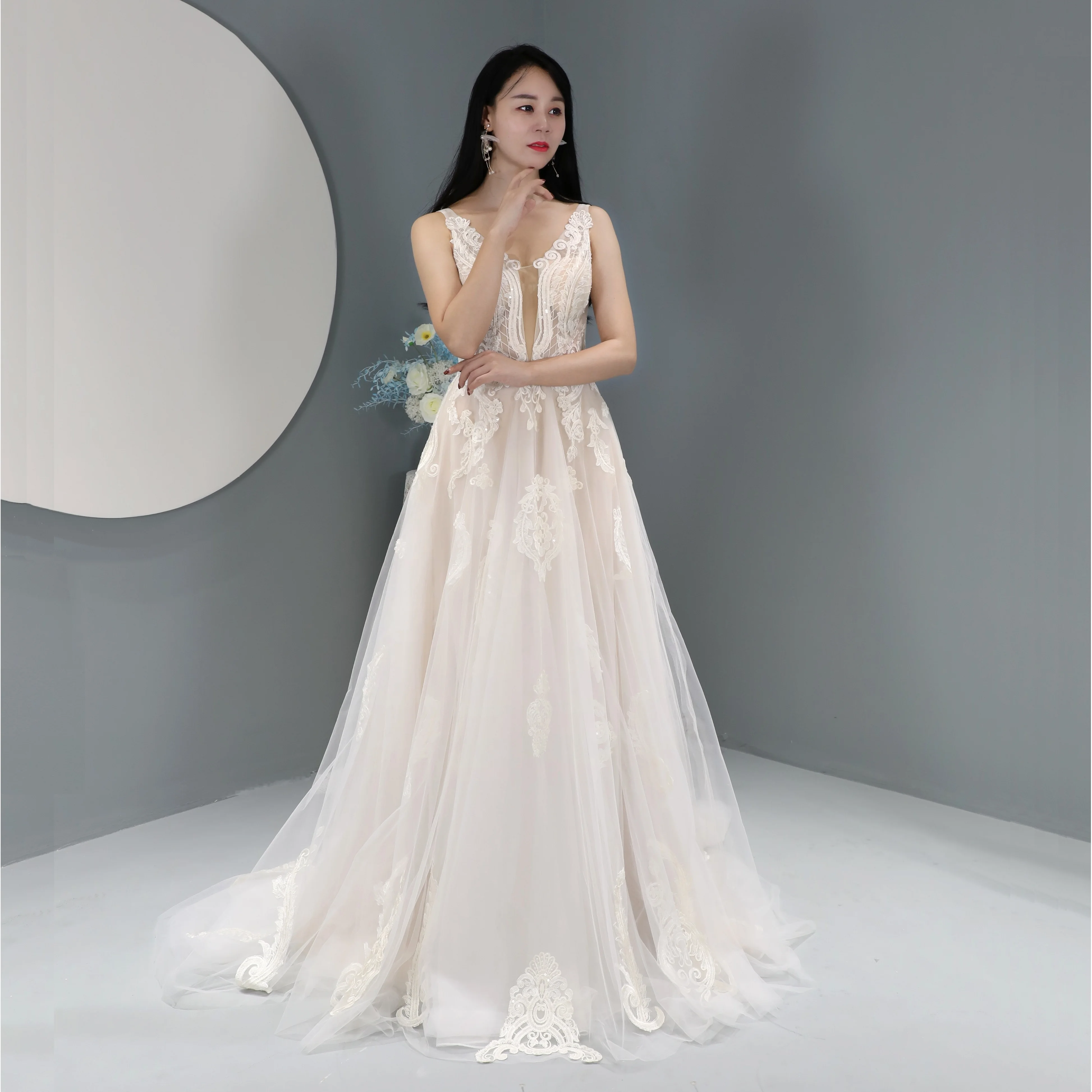 High quality lace wedding dresses bridal sexy wedding gown factory 2024 hot sales style