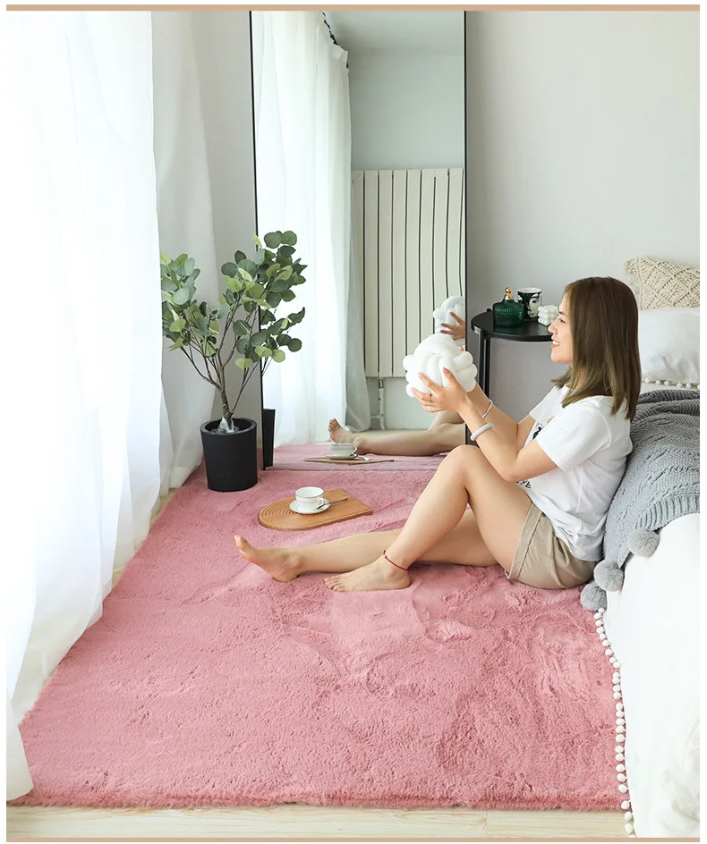 Custom Size Modern Rabbit Fur Shaggy Carpet High Pile 3D Soft for Living Room & Villa Cheap Prayer Rug for Home Use Made China