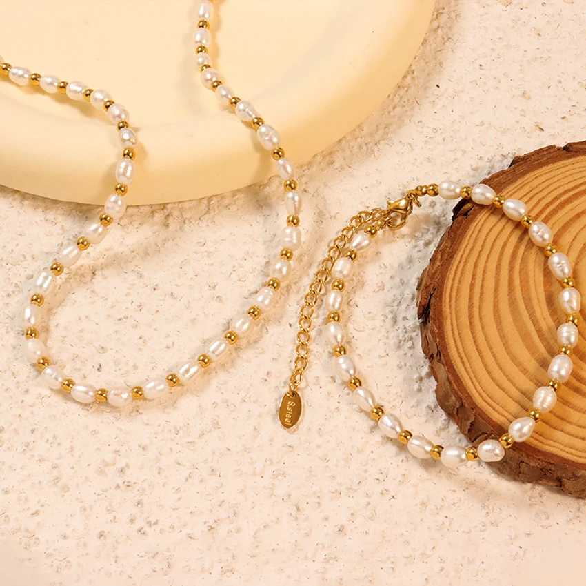 Fine Jewelry Jewelry Sets Waterproof Natural Fresh Water Oval Pearl Necklace Bracelet Freshwater Pearl Beads Necklace