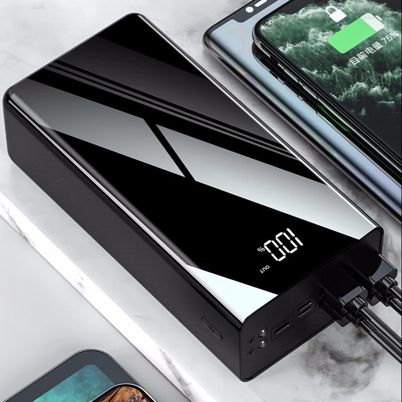 50000mAh Powerbank Larger Capacity Portable  Power Bank 50000 Mah Four Port Output Digital  Charger with LED Lights