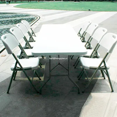 183CM Length Outdoor Compact Lightweight PE Plastic Folding Table In Half