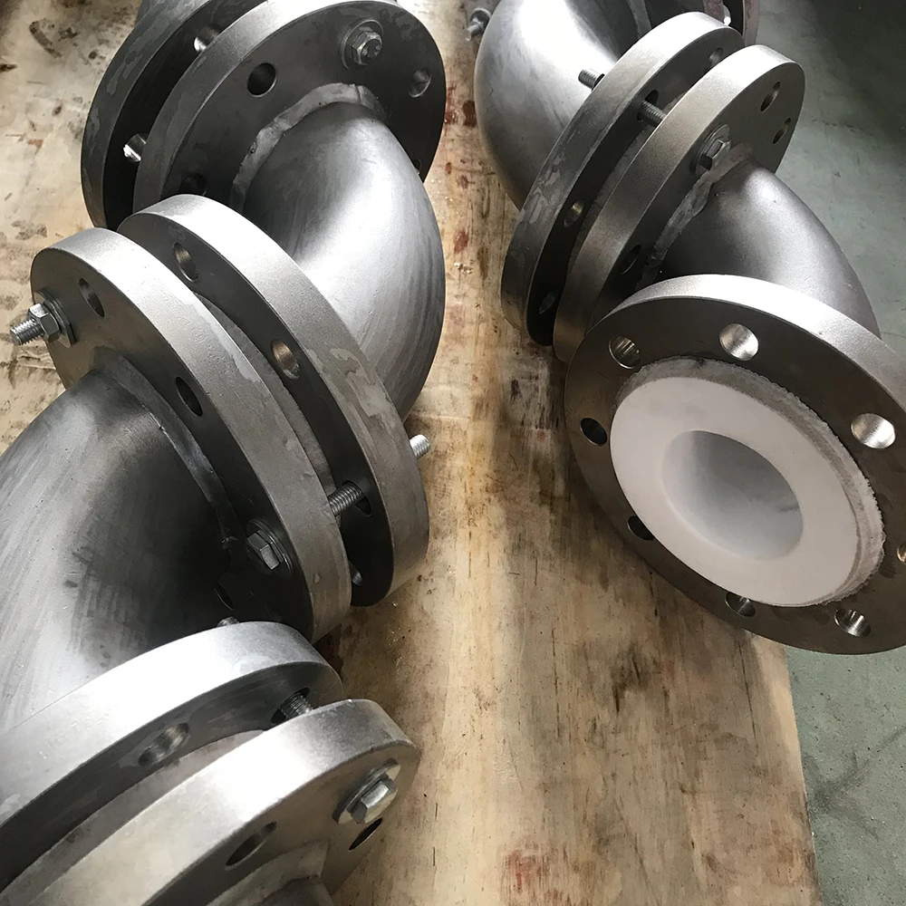 China  hot sale good quality PTFE lined Stainless steel grid compensator PTFE Lined  pipe and fittings elbow