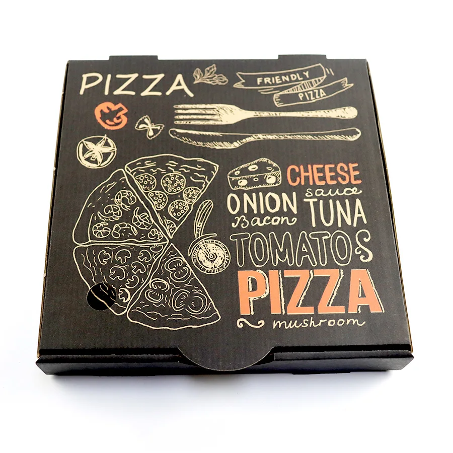 Durable 33 CM Corrugated Recyclable Pizza Carton Box Custom Printed Take Away Pizza Box